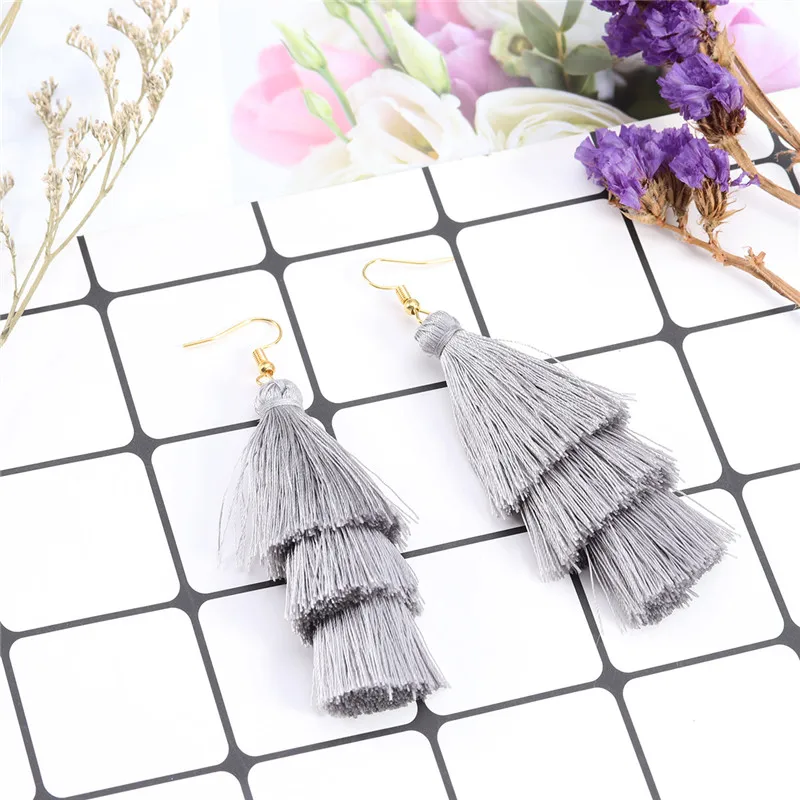 LOULEUR 3 Слоистые богемные Роскошные массивные Серьги-кисточки Boho модные ювелирные изделия женские длинные висячие серьги