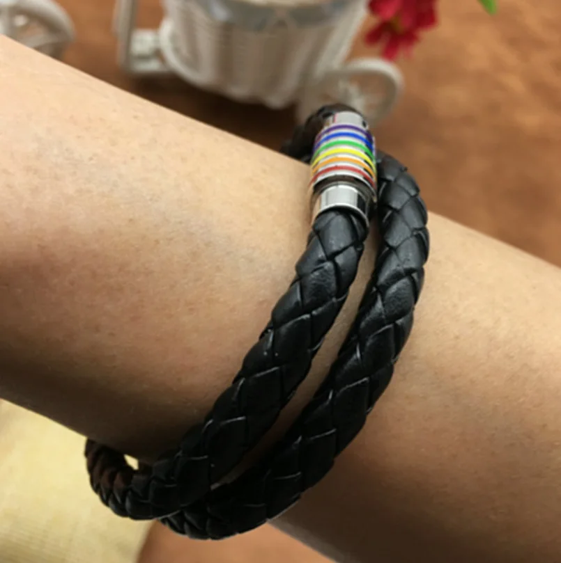 Магнитный Радужный Флаг ЛГБТ-гордость очаровательный двухслойный браслет