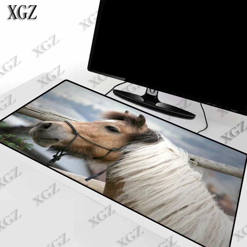 

XGZ White Horse Animal Large Gaming Keyboard Lock Edge Mouse Pad Computer Gamer Mat Desk for CSGO DOTA XXL