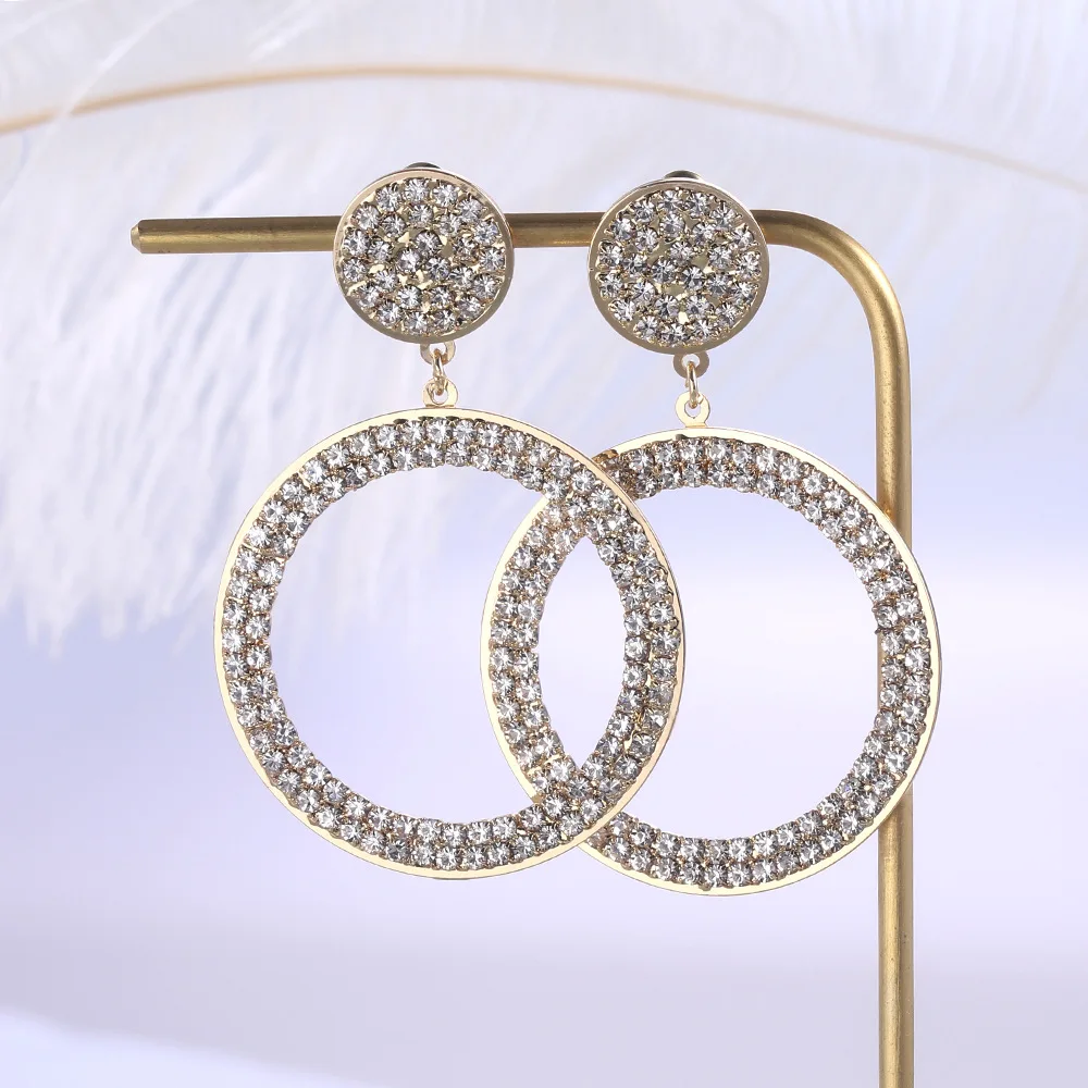 Роскошные большие круглые серьги-гвоздики JUWANG 2022 с фианитом для женщин 14 к