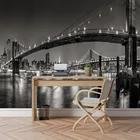 Настенная 3d Бумага с изображением ночного моста Нью-Йорка, для гостиной, бумажные обои, домашний декор, Сияющие виниловые обои