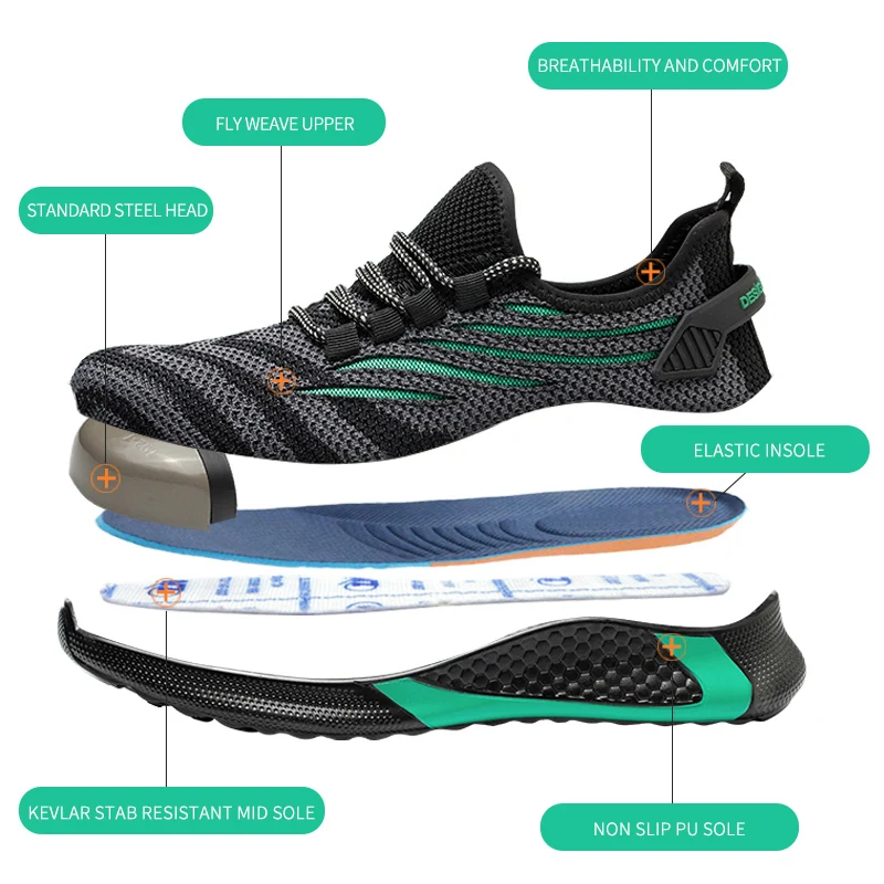 

2021 Men Women Safety Shoes Indestructible Work Sneakers Anti-Puncture Anti-Smash Work Shoes Protection Steel Toe Shoes