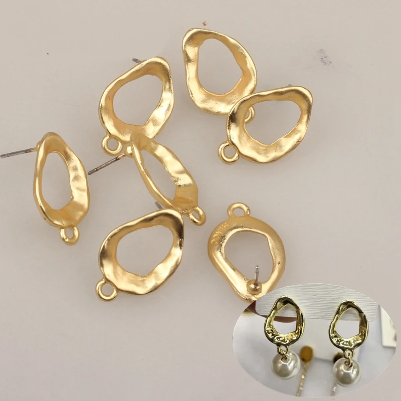 Основа для сережек из цинкового сплава 21*14 мм 6 шт./лот золотые полые овальные