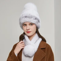 fur hat for women natural mink hair fur russian ushanka hats winter thick warm ears fashion bomber cap black new arrival