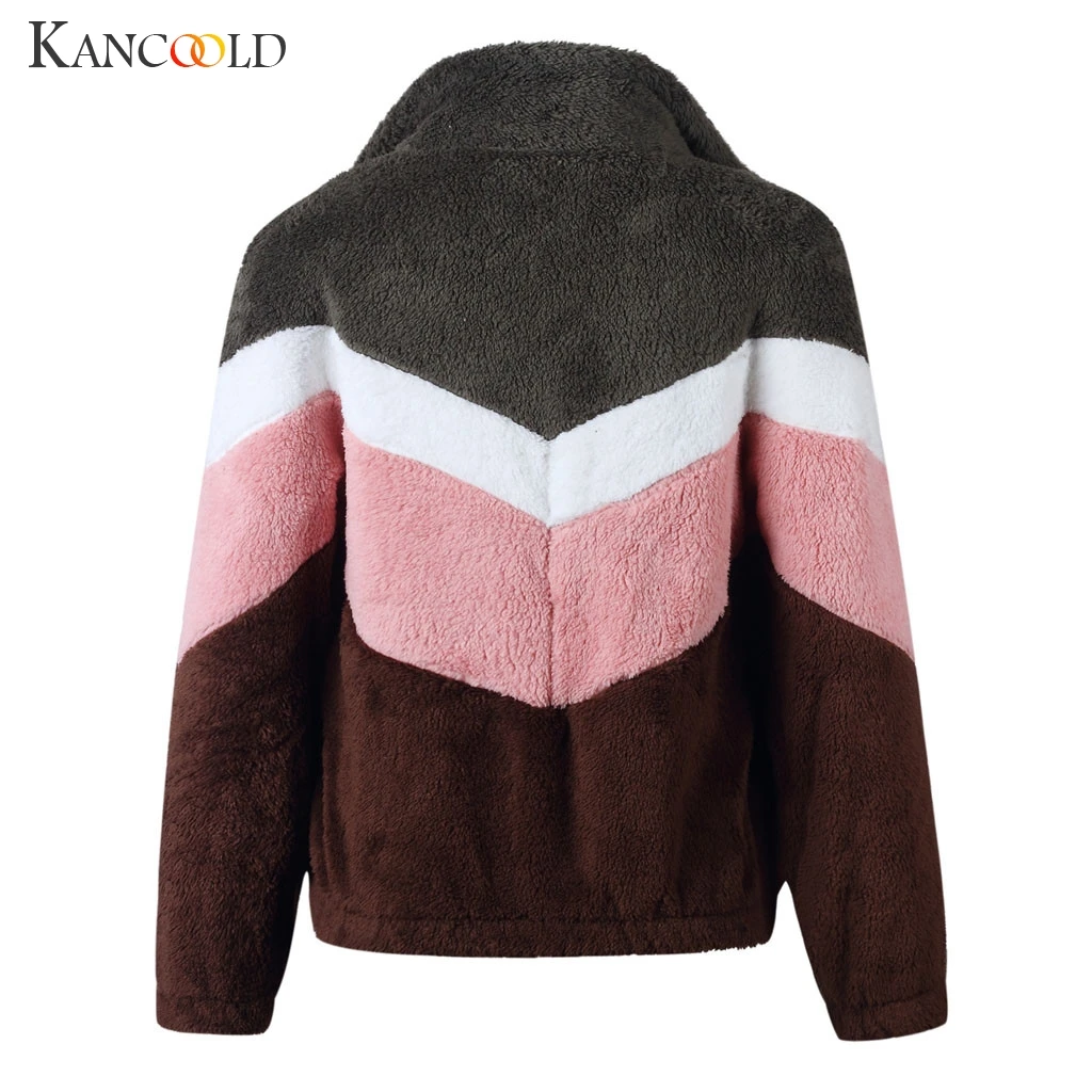 KANCOOLD пальто для женщин Лоскутная молния фланелевая толстовка с длинными рукавами пуловер верхняя одежда модные пальто и куртки для женщин 2019AUG6