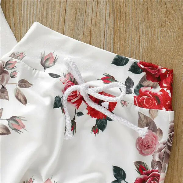 Спортивный костюм для девочек 0-18 месяцев кофта с капюшоном и штаны цветочным