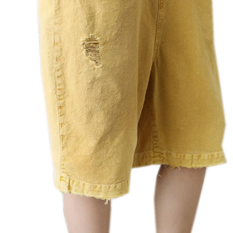 Комбинезон женский джинсовый на подтяжках свободный однотонный Повседневный