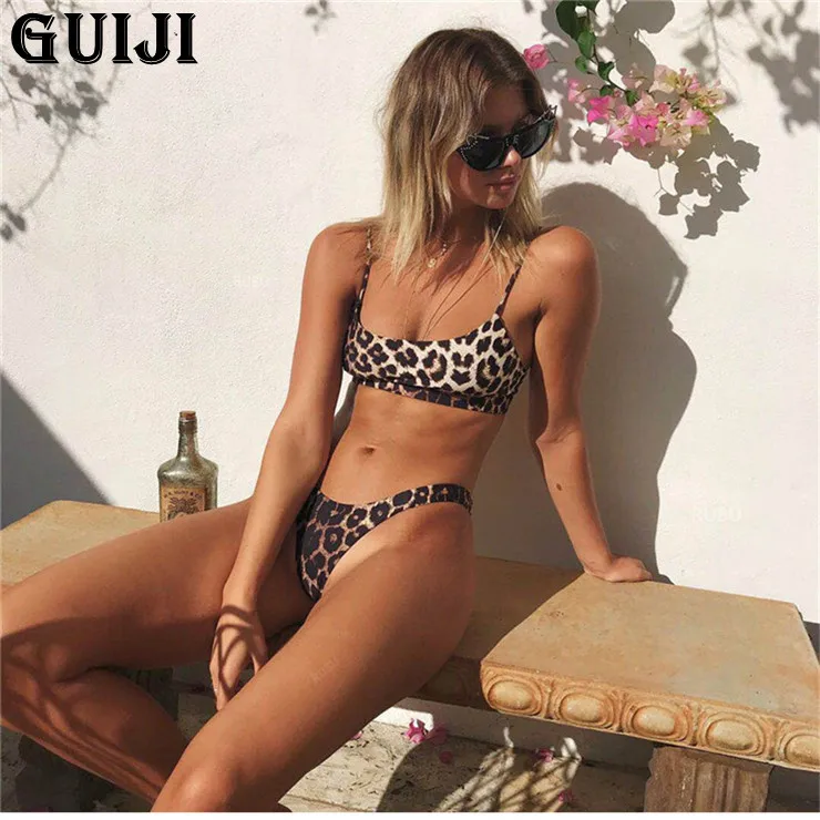 

【Guiji】в наличии 2021 горячие продажи бикини купальник женский леопардовый купальник знаменитости отпуск Лето Бесплатная доставка