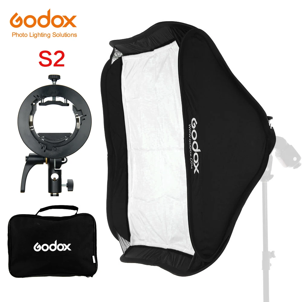 Godox S2 Speedlite Flash Holder Bracket+ Softbox with Bowens Mount for Canon Nikin Godox V1 TT685 V860II AD200 AD400PRO Flash