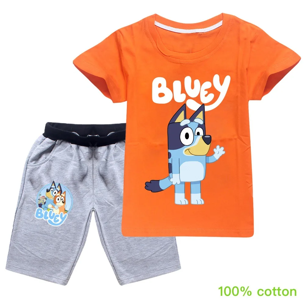 Bingo bluey Детский костюм для мальчиков комплект одежды летняя детская одежда с