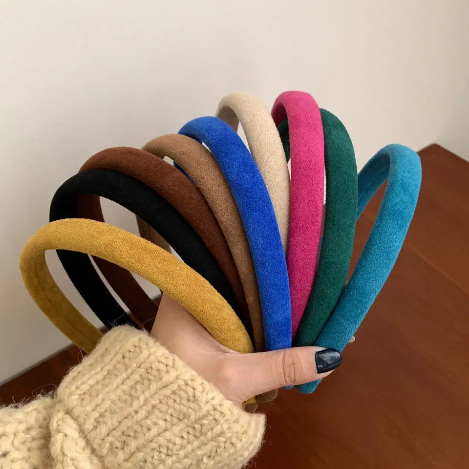 

2021 New suede sponge headband with retro elegant style simple hair gel headband