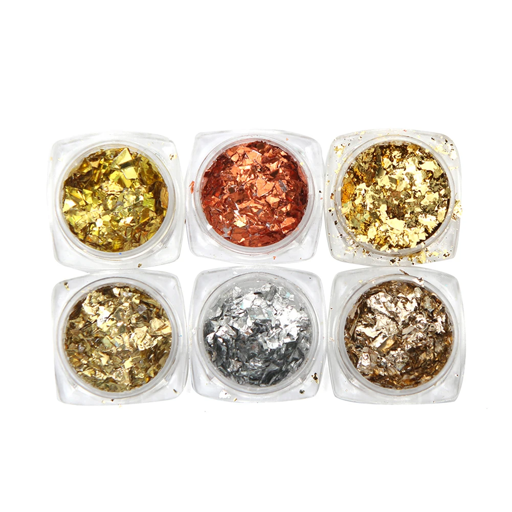 6 коробок блестящая Фольга для ногтевого дизайна D ecor наклейка на палец маникюр