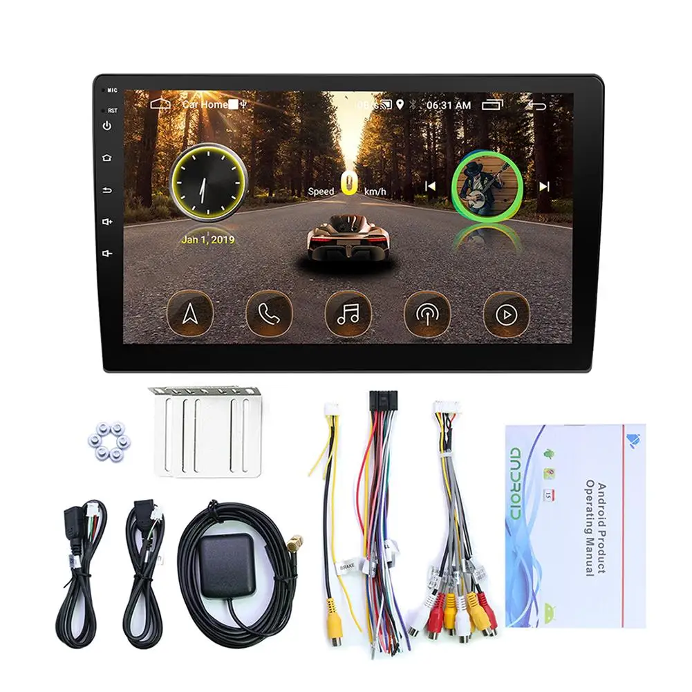 Автомагнитола 9/10. 1 дюймов Android 8,1 16G памяти HD сенсорный экран Bluetooth gps навигация wifi доступ в Интернет радио - Color: 9 inch no camera