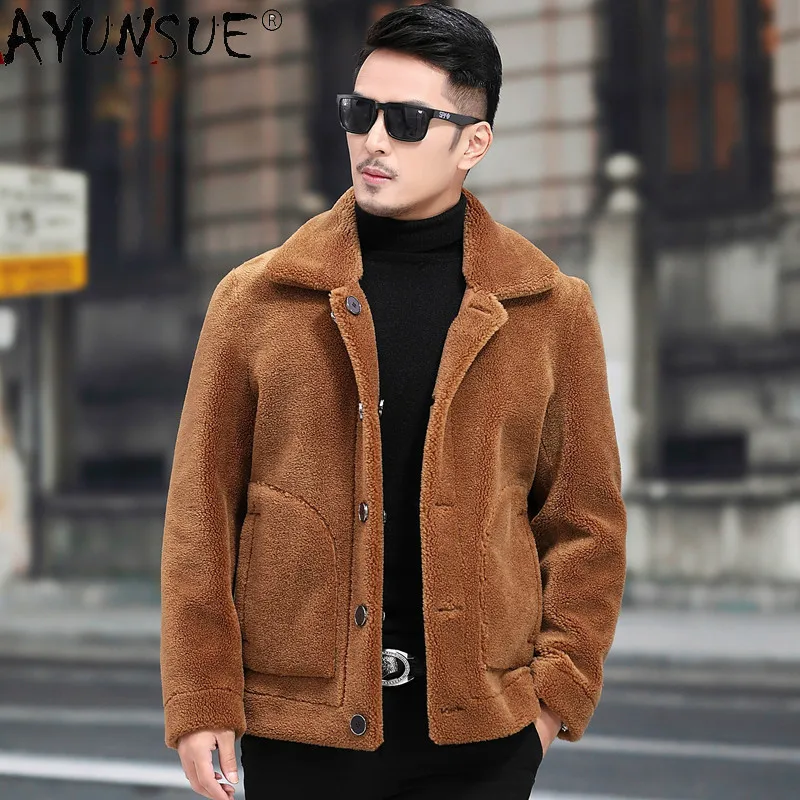Azazel men clothing 2020 men's jacket winter korean clothes genuine wool fur coat double sides wear coats homens jaqueta LXR539