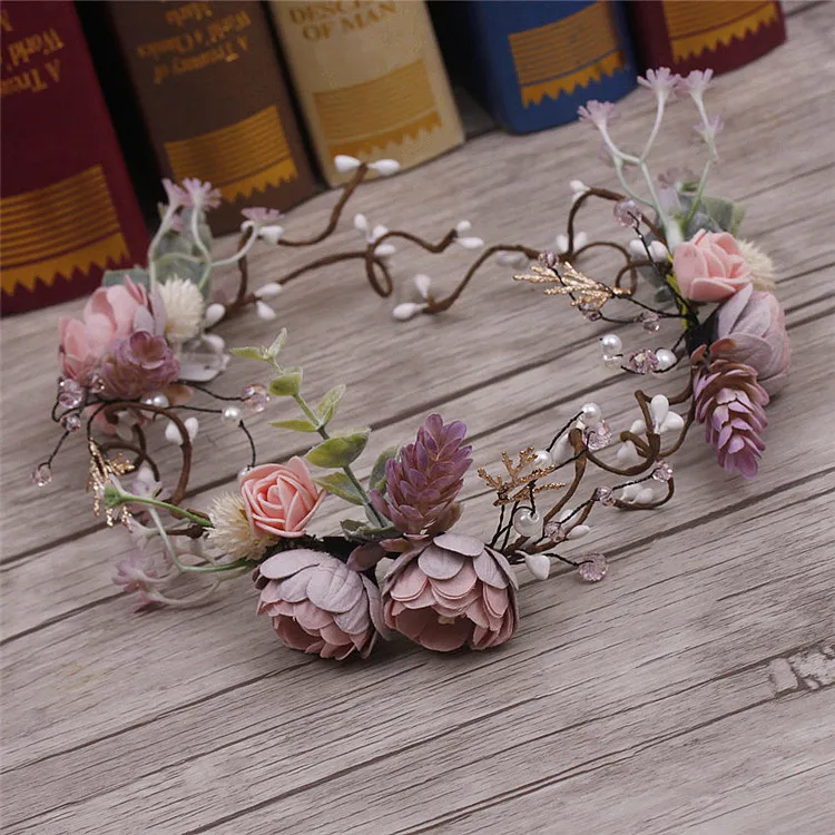 Свадебный головной убор цветочный венок гирлянда Красивая корейская ручная