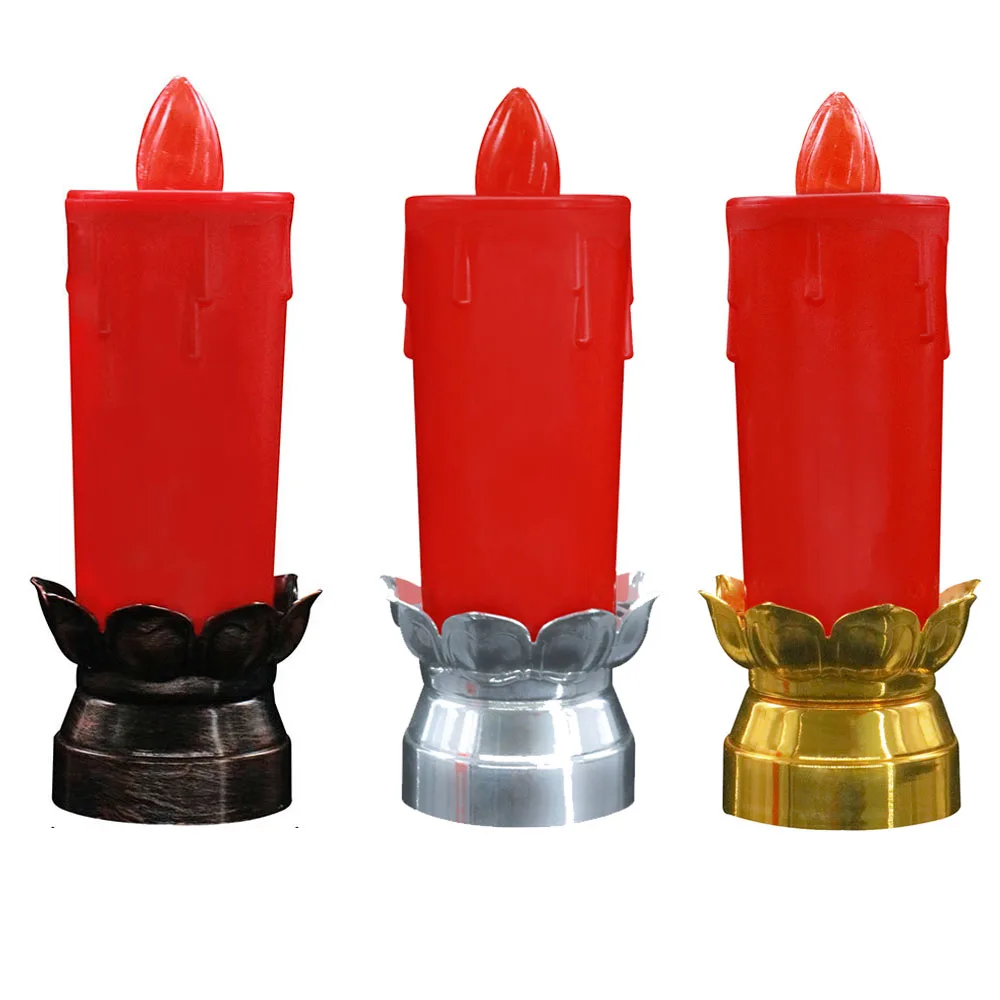 

2PCS Electric Candle Red Flicker LED Tea Light Battery Operated Grave Cemetery Ritual Lamp Holloween Party Decors Props