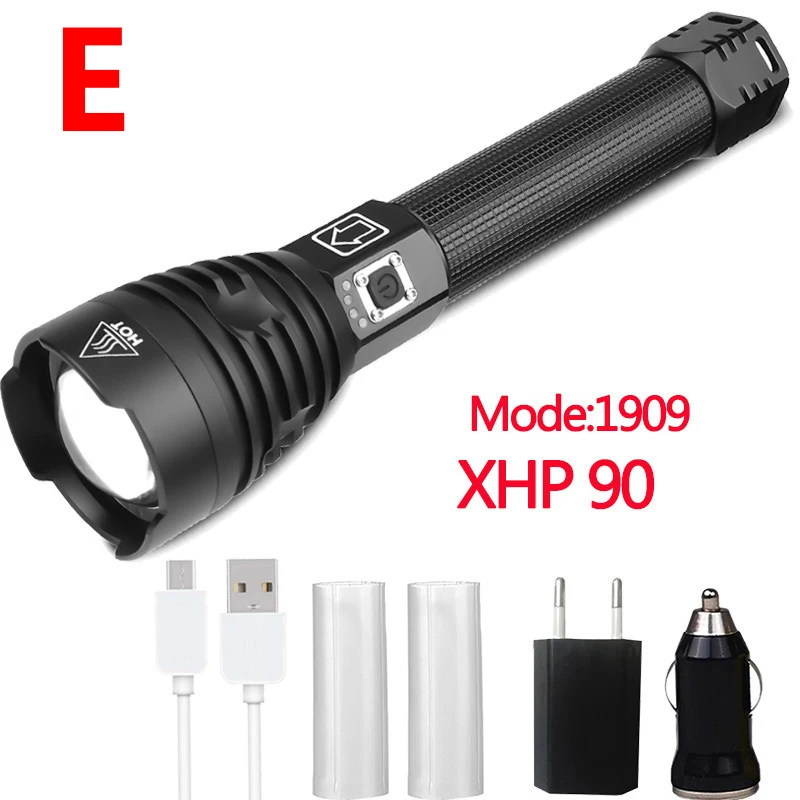 Package E Самый мощный XHP90 светодиодный фонарик XLamp Zoom Torch XHP70.2 USB Перезаряжаемый тактический фонарь 18650 или 26650 Кемпинг Охота лампа - Испускаемый цвет: Package E