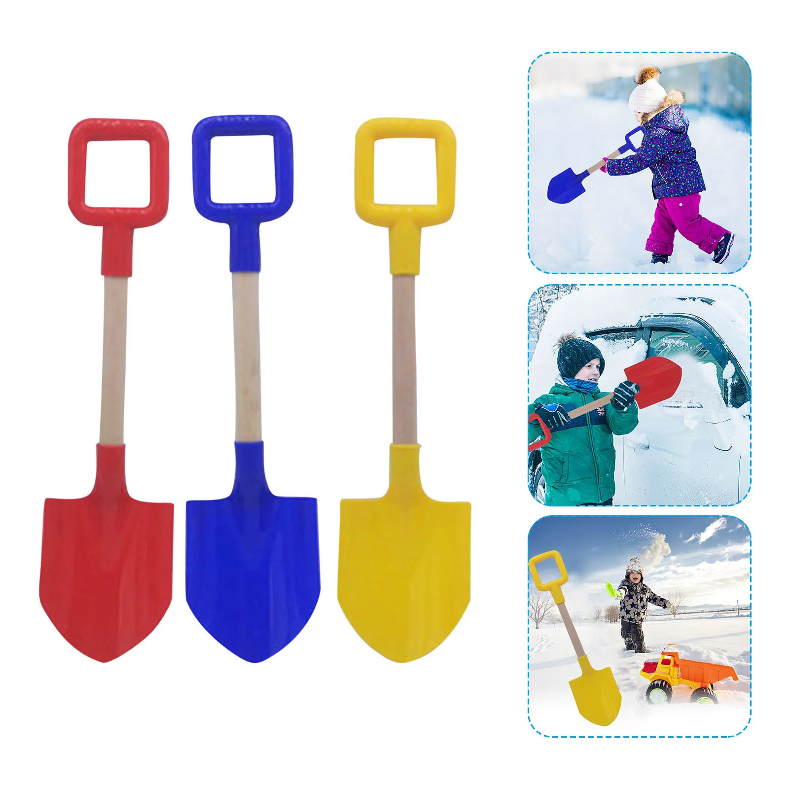 

1pcs Children's Snow Shovel Children's Beach Shovel With Wooden Handle Baby Summer Gardening Digging Sand Tool Parent-child Gift