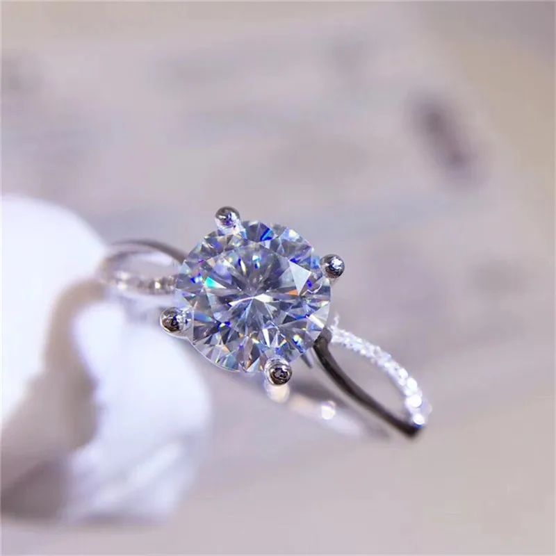 Бриллиантовое тестовое кольцо Moissanite из серебра 925 пробы с отличной огранкой 1
