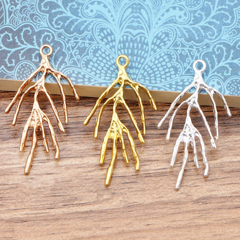 

Подвески ручной работы из металлического сплава в виде листьев, 20 шт./лот, 23x41 мм