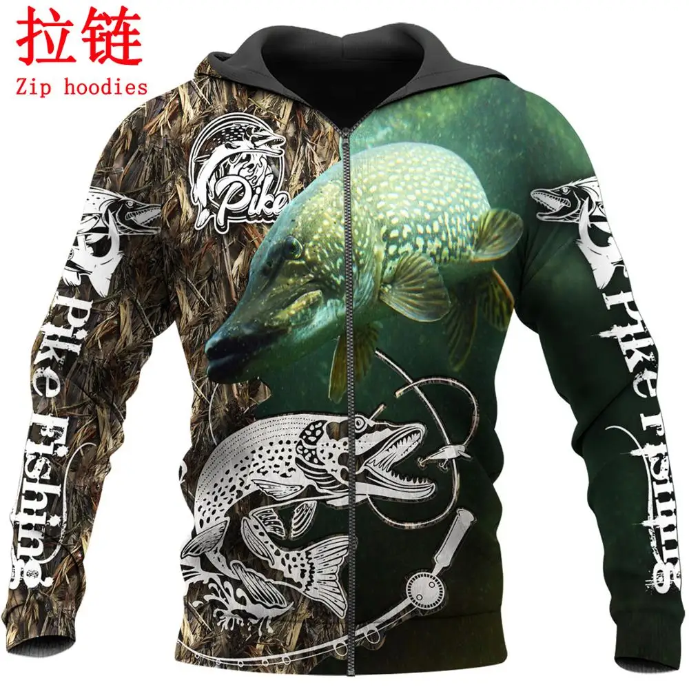 

Fashion Men for women Hoodie animal Pike Fishing 3D Printed Harajuku Sweatshirt Unisex Casual Pullover hoodies drop shipping