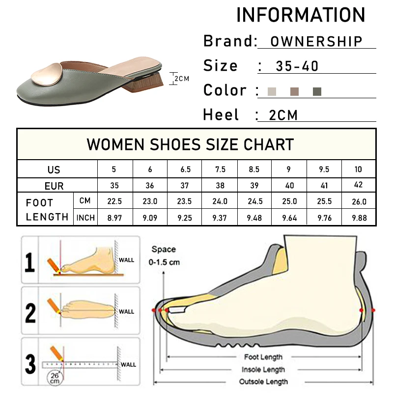 

Muller Shoes Women Slippers Metal Slingbacks Comfortable Woman Low Square Heels Summer Fashion Outdoor Casual Ladies Footwear