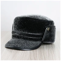 neck protection thickened warm winter mens hat dad thickened flat cap mens wool hat with ear flap for old men