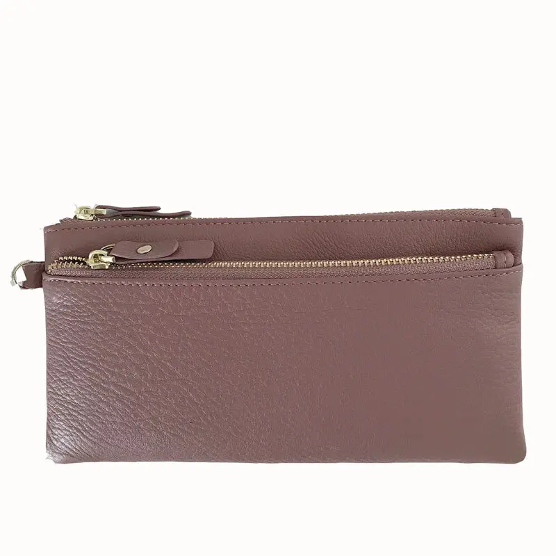 

Double Zipper Wallet Women Large Capacity Minimalist Genuine Leather Wallet Women Phone Bag Monedero Mujer Clutch Purse DE60NQB