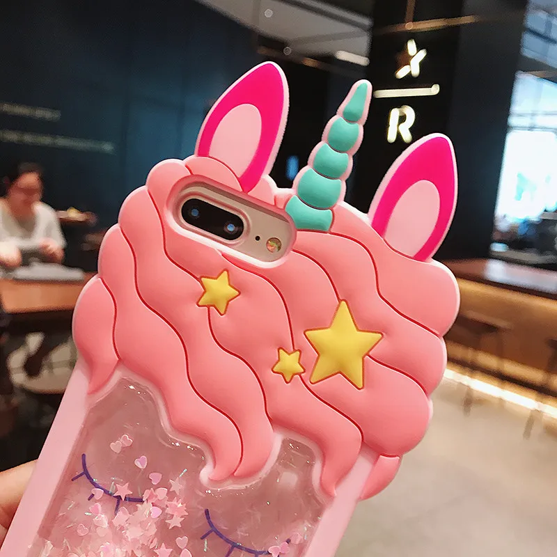 3D Unicorn Cartoon Phone Case for IPhone XS Max X XR Pink Quicksand Iphone 5 5S SE 5C 6 6S 7 Plus 8 Coque |
