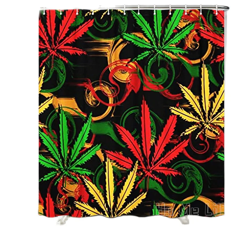 

Green Rasta Abstract From On Rastafarian Colors Polyester Fabric By Ho Me Lili Shower Curtain Sets With Hooks Bathroom Decor