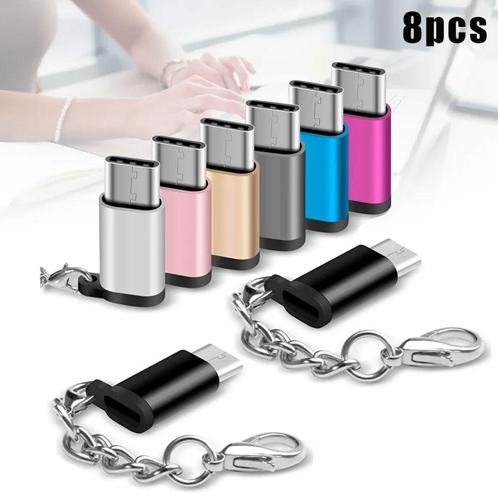 8 шт. переходник с разъемом Type C Male to Micro USB Female брелоком для Huawei Samsung HSJ 19|Переходники