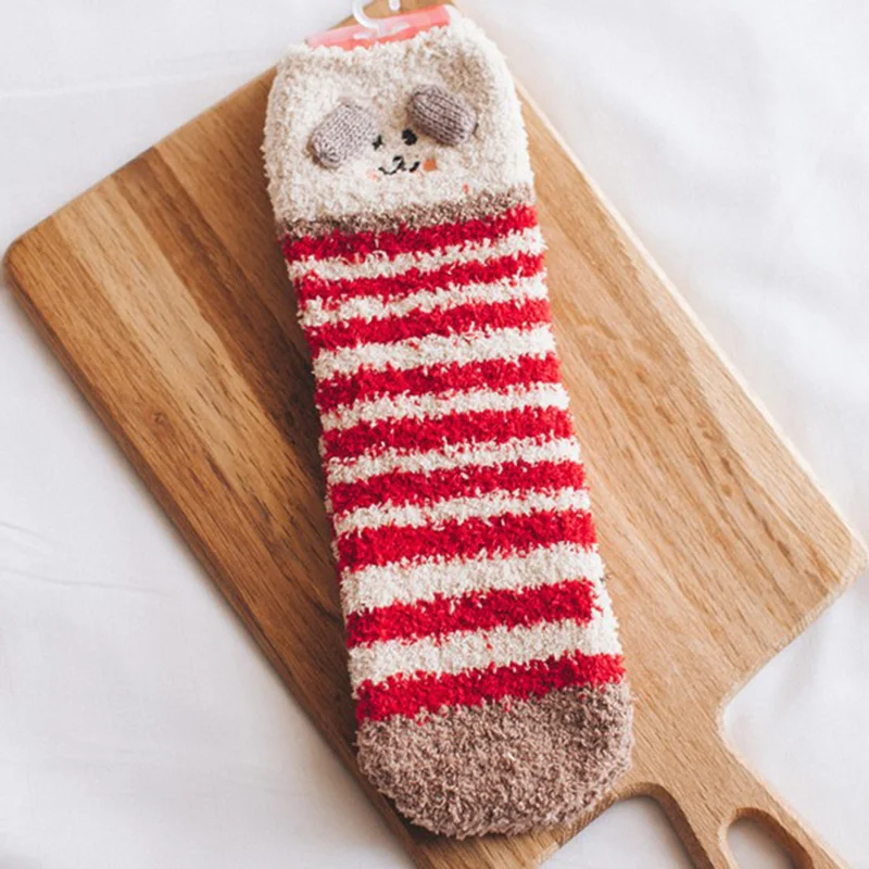 

3 Pairs Women Casual Fleece Socks 3D Cartoon Animal Pattern Autumn Winter Thick Warm Socks J55