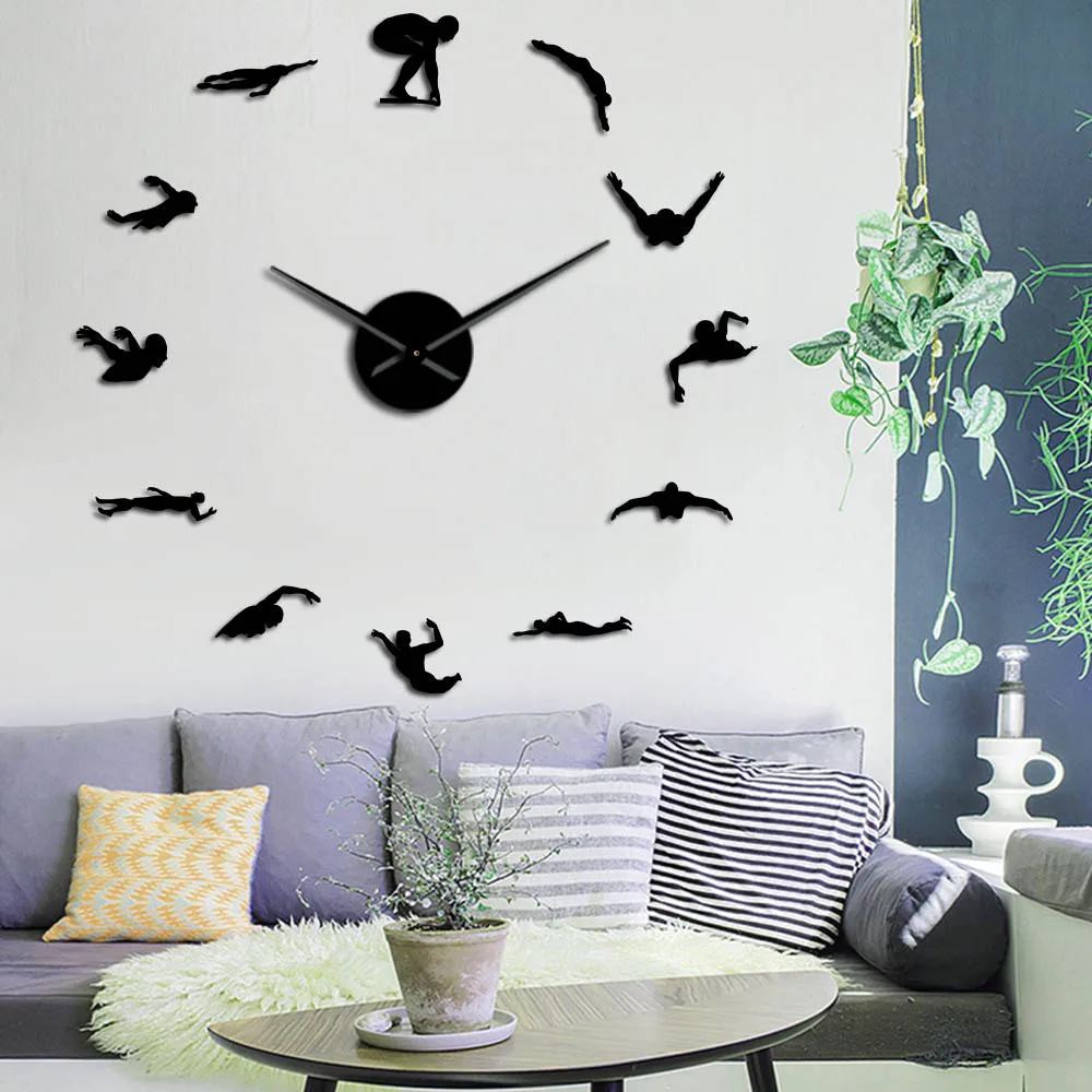 3D DIY настенные часы для плавания и спорта уникальный подарок пловца поверхность