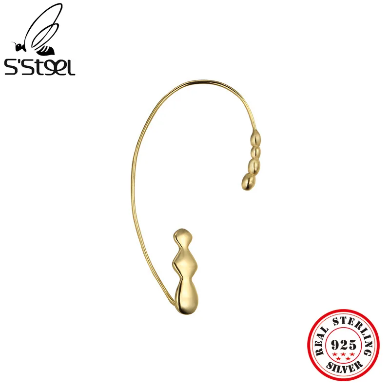 

S'STEEL Geometric Clip Earrings For Women Sterling Silver 925 Earring Designer Trendy Personalized Earings 1/pcs Fine Jewellery