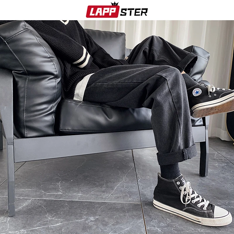 LAPPSTER мужские синие джинсы Синий свободный пояс 2019 прямые шаровары мужская