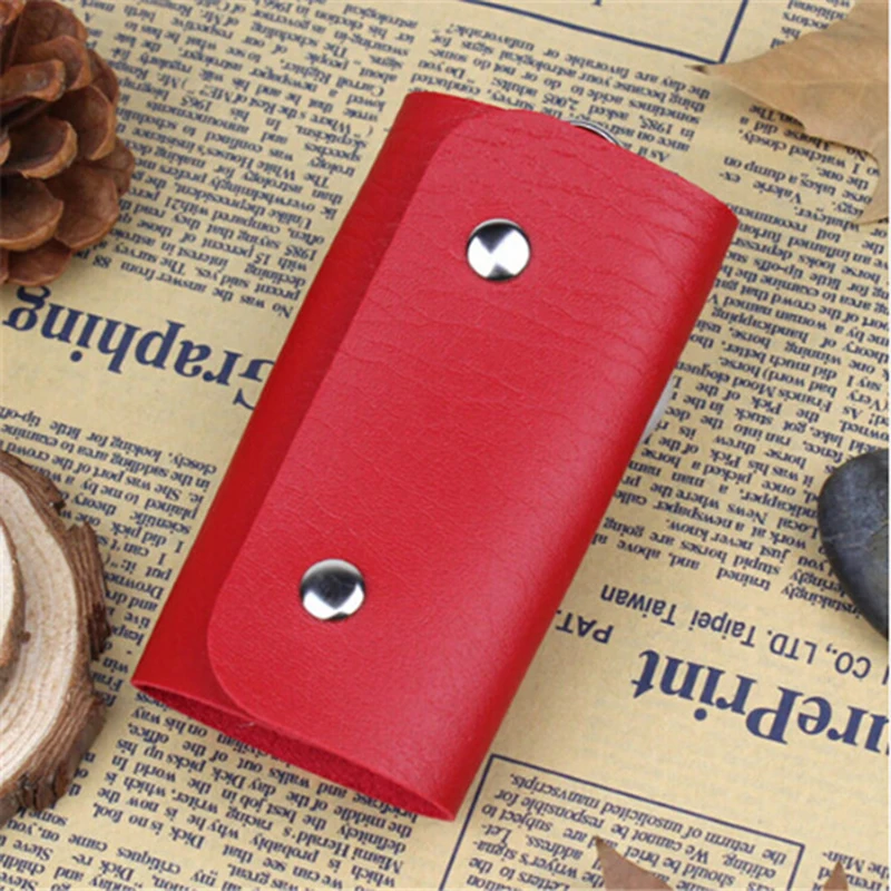 

2021 Women Men PU Leather Car Key Holders Keys Organizer Key Wallets Car Keychain Leather Housekeeper Key Wallet Cover 8 Colors
