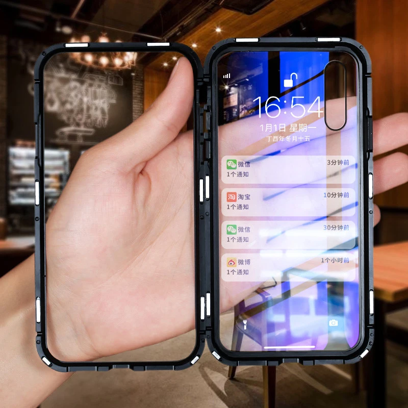 Роскошный Магнитный адсорбционный металлический чехол для Oneplus 7 Pro из