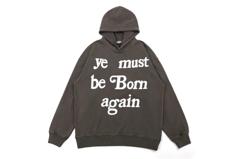 

Мужская/Женская хлопковая толстовка с капюшоном и логотипом «Ye Must Be Born»