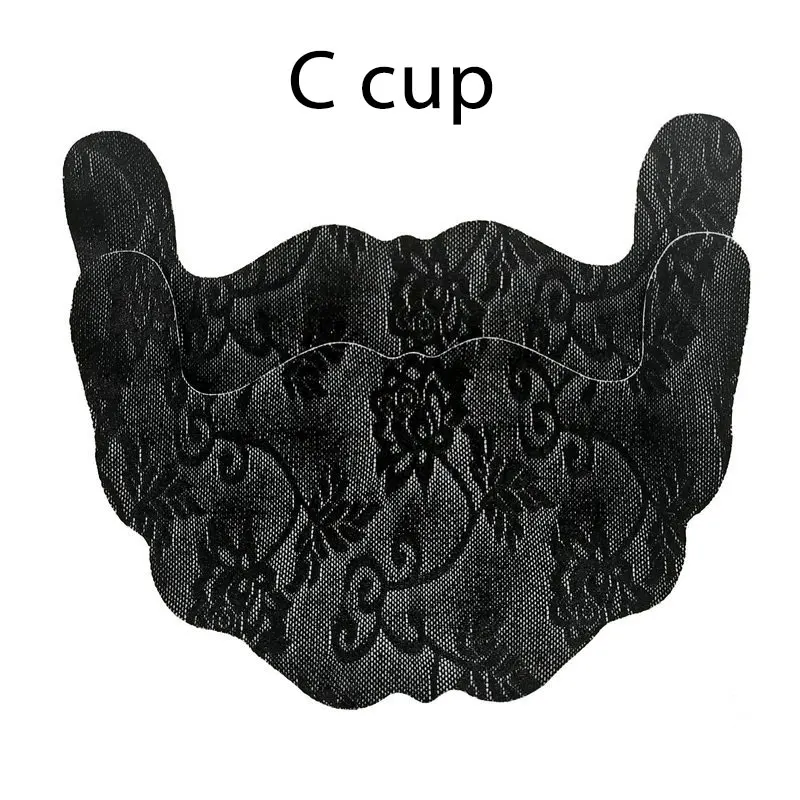 C black 1pair 1 пара, для женщин, u-образная клейкая, одноразовая, для груди, лепестки, приподнимаются, лента, кружево, покрытие для сосков, бюстгальтер, прокладка, невидимая, подушка для груди - Цвет: C black 1pair