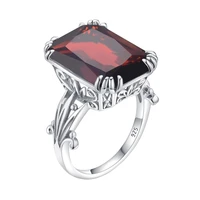szjinao 925 sterling silver original handmade rings square garnet gemstones ring for women fine jewelry carve engrave anillos
