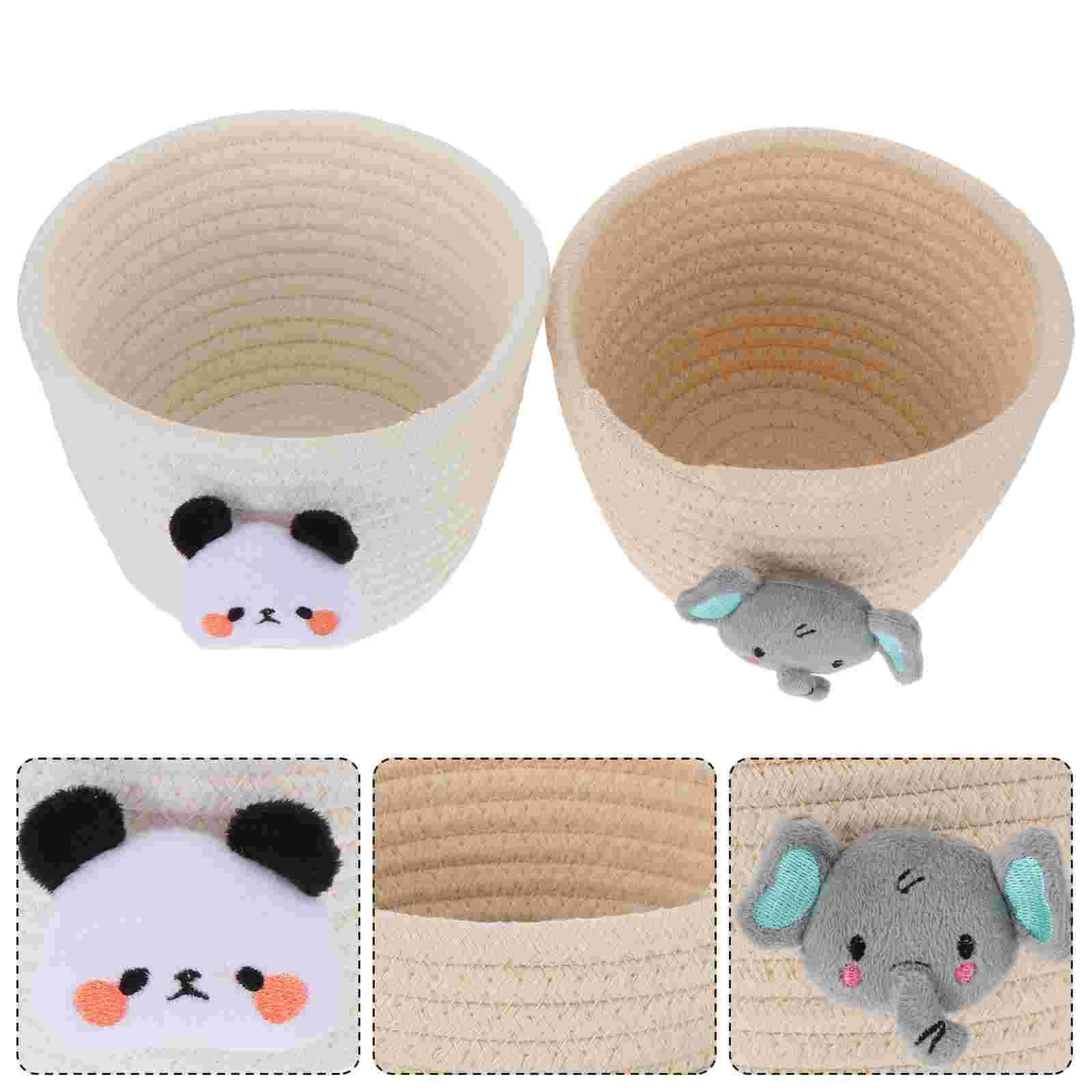 

2pcs Cotton Rope Storage Baskets Bedside Closet Baskets Woven Storage Baskets