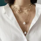 MWSONYA, модное ожерелье с каплями воды, чокер с жемчугом подвеской, женское, золотистое, многофункциональное, длинное ожерелье-цепочка, ювелирные изделия