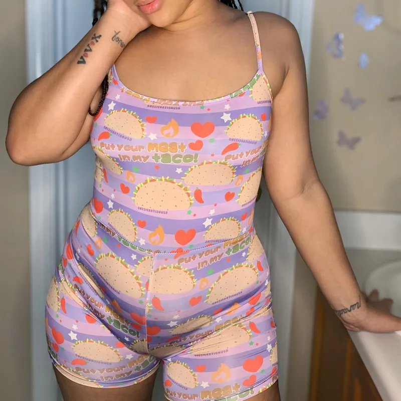 2020 на заказ летняя цельная Пижама для взрослых без рукавов женщин глубокий