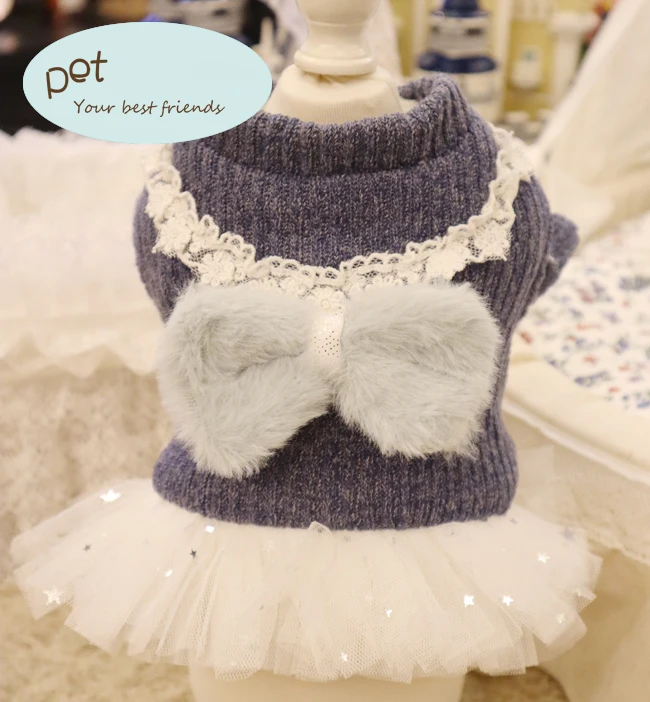 

Fluffy Yarn Dress For Pets Clothes Chihuahua Yorkshire Bichon Dress Skirt Puppy Dresses For Dogs Jean Knitting Clothes ZH769