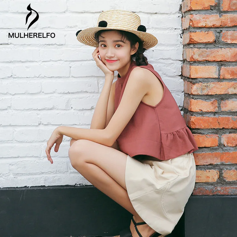 

Summer Tops Tees Women Clothes Cotton Crop Top Femme Casual Short Tanks Solid Colors Short Tanks Camis Woman Slim Corset Top