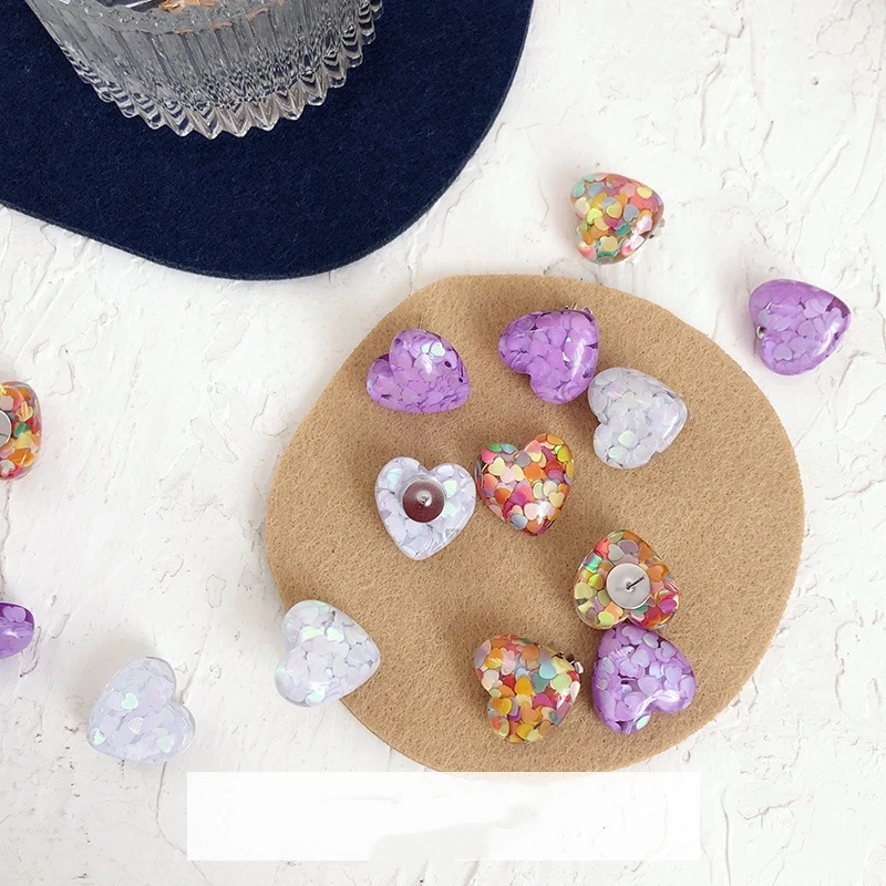 Doreen коробка уксусная кислота Смола сердца гвоздики серьги клипсы для ушей