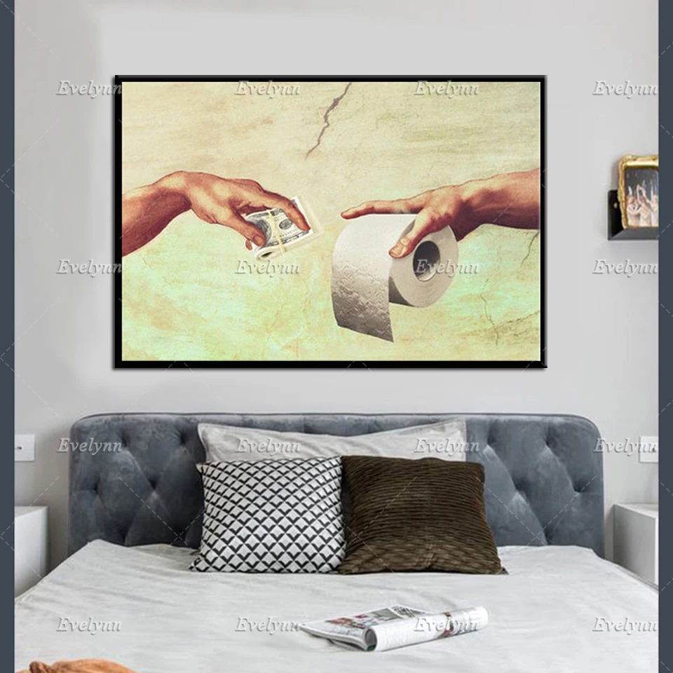 Туалетная бумага недостаток 2020 Микеланджело мотивационный холст художественный