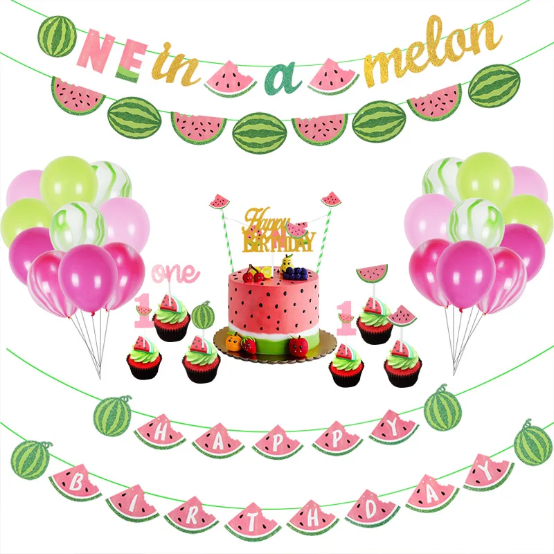 Украшения на день рождения товары для арбуза топпер торта баннер летняя