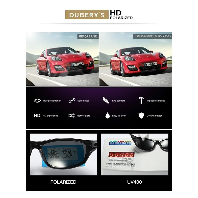 DUBERY поляризованные солнцезащитные очки для мужчин и женщин новая мода Винтажные