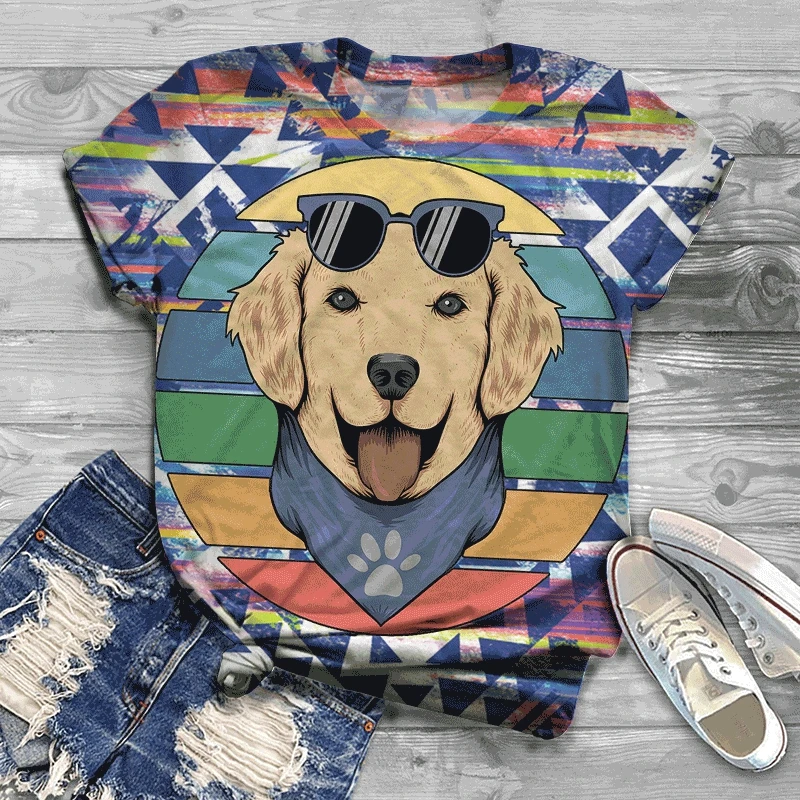 

Women's 3D printed T-shirt, bright summer T-shirt, size, short sleeves, interesting phrases, all kinds of animation, the novelty